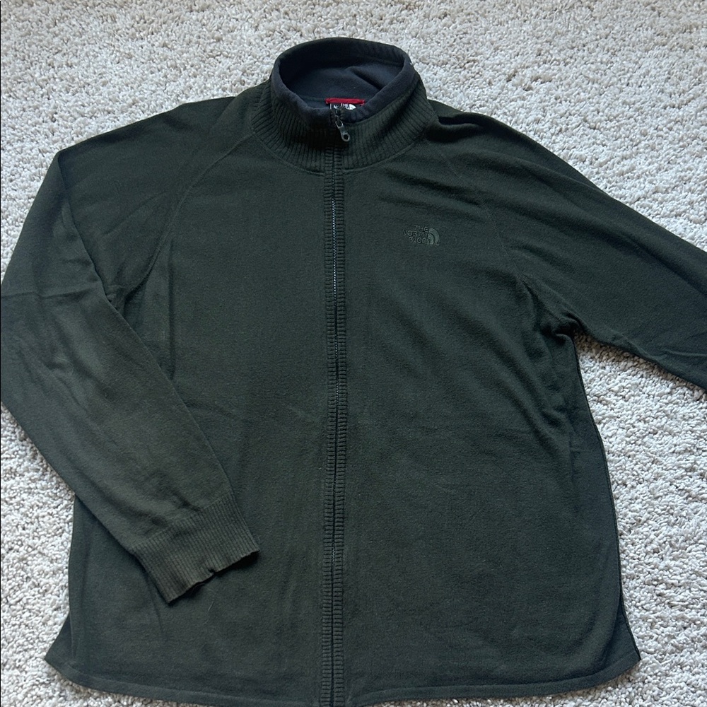 The North Face Army Green Full Zip Sweater
